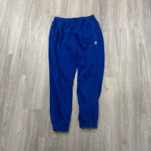 Adidas Essentials Trefoil Jogger Sweatpants Men Large Blue Cuffed Casual HC8611 - Picture 1 of 11